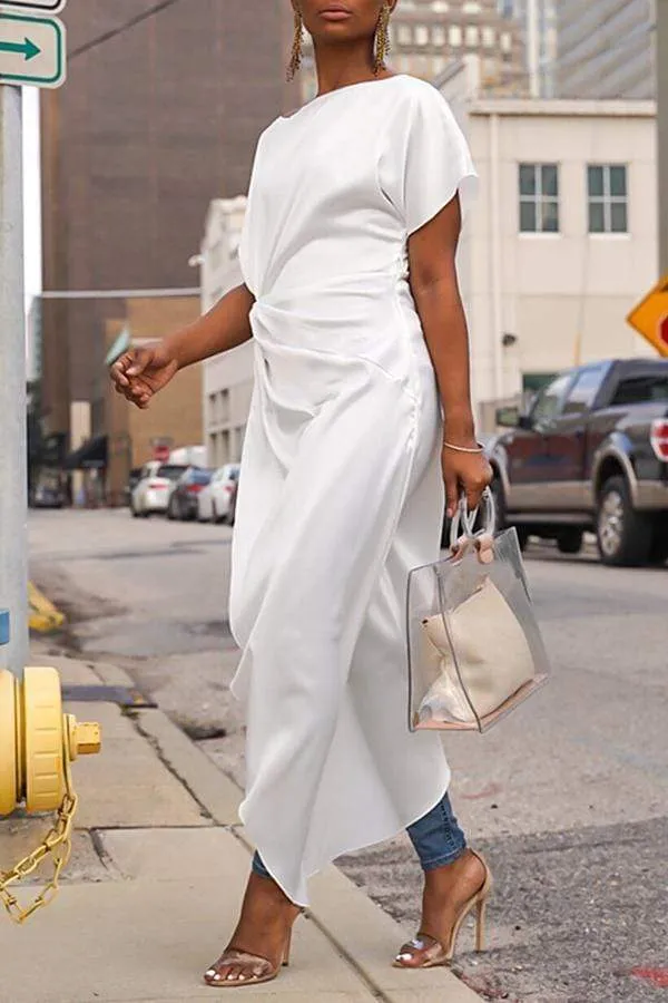 Casual Asymmetrical White Blouses