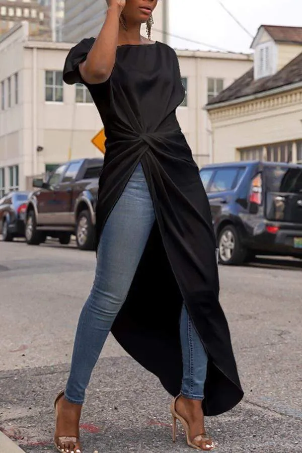 Casual Asymmetrical White Blouses