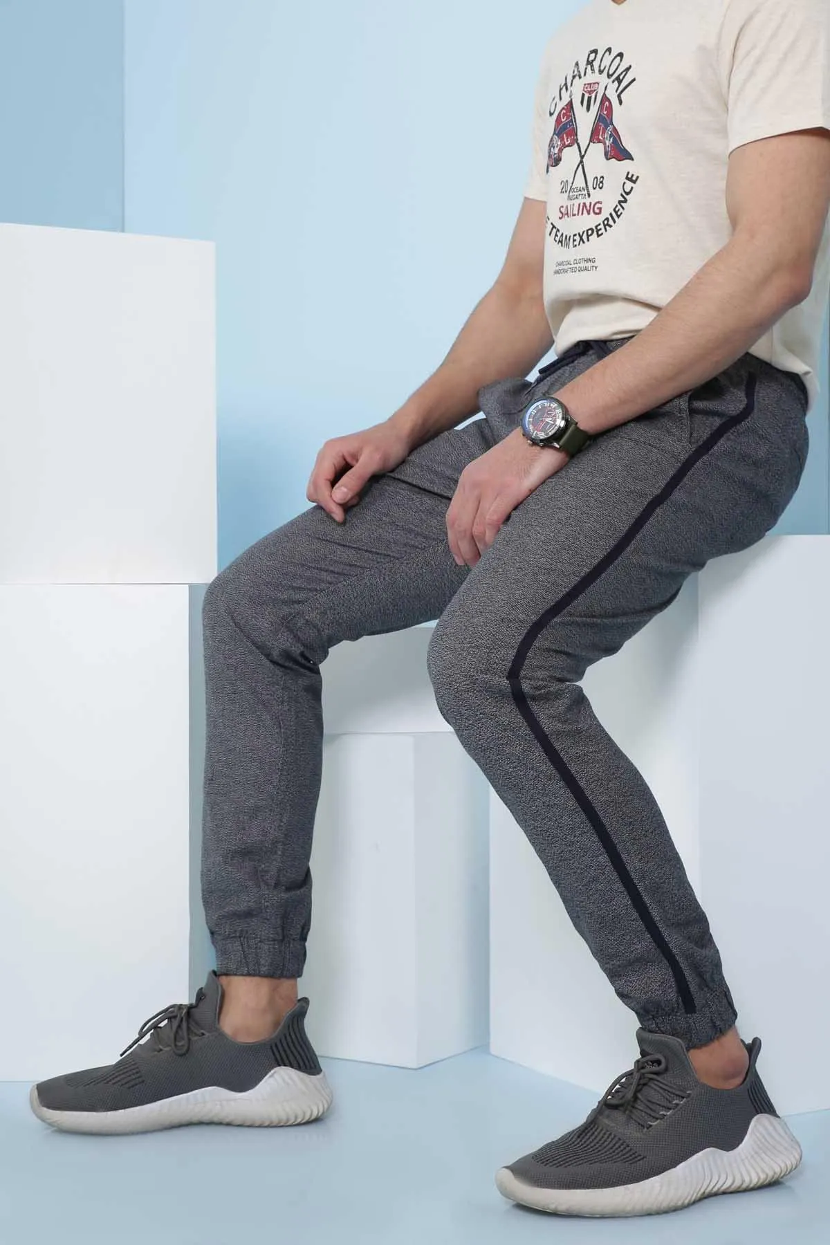 CASUAL TROUSER  SLIM FIT BLACK GREY