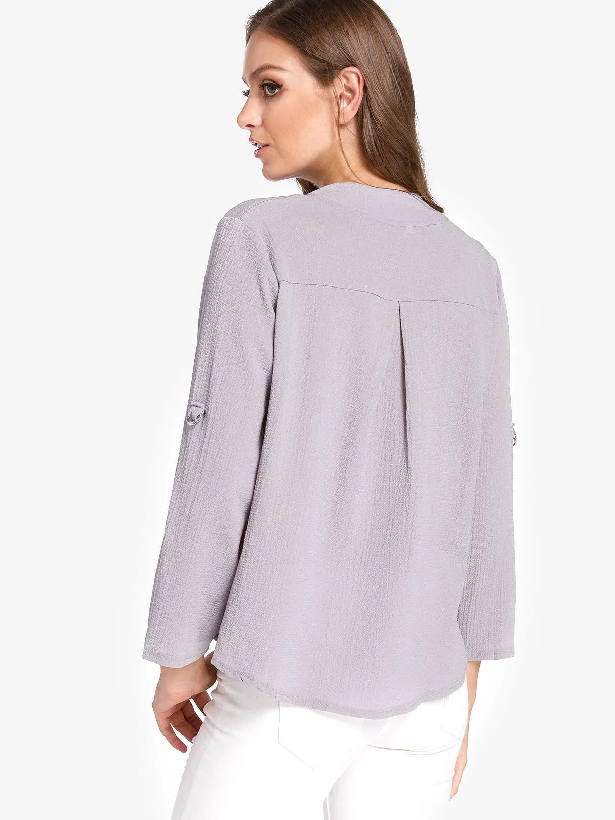 Custom Basic V-Neck Long Sleeves Blouses