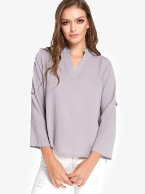 Custom Basic V-Neck Long Sleeves Blouses