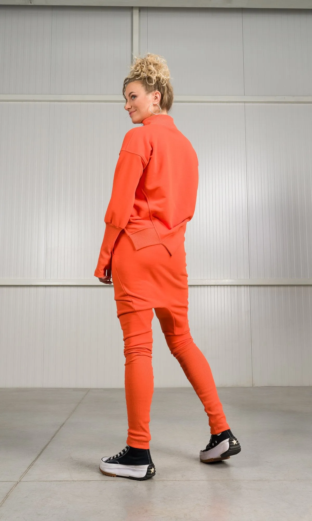 Drop Crotch Pants with Slim Fit Leg