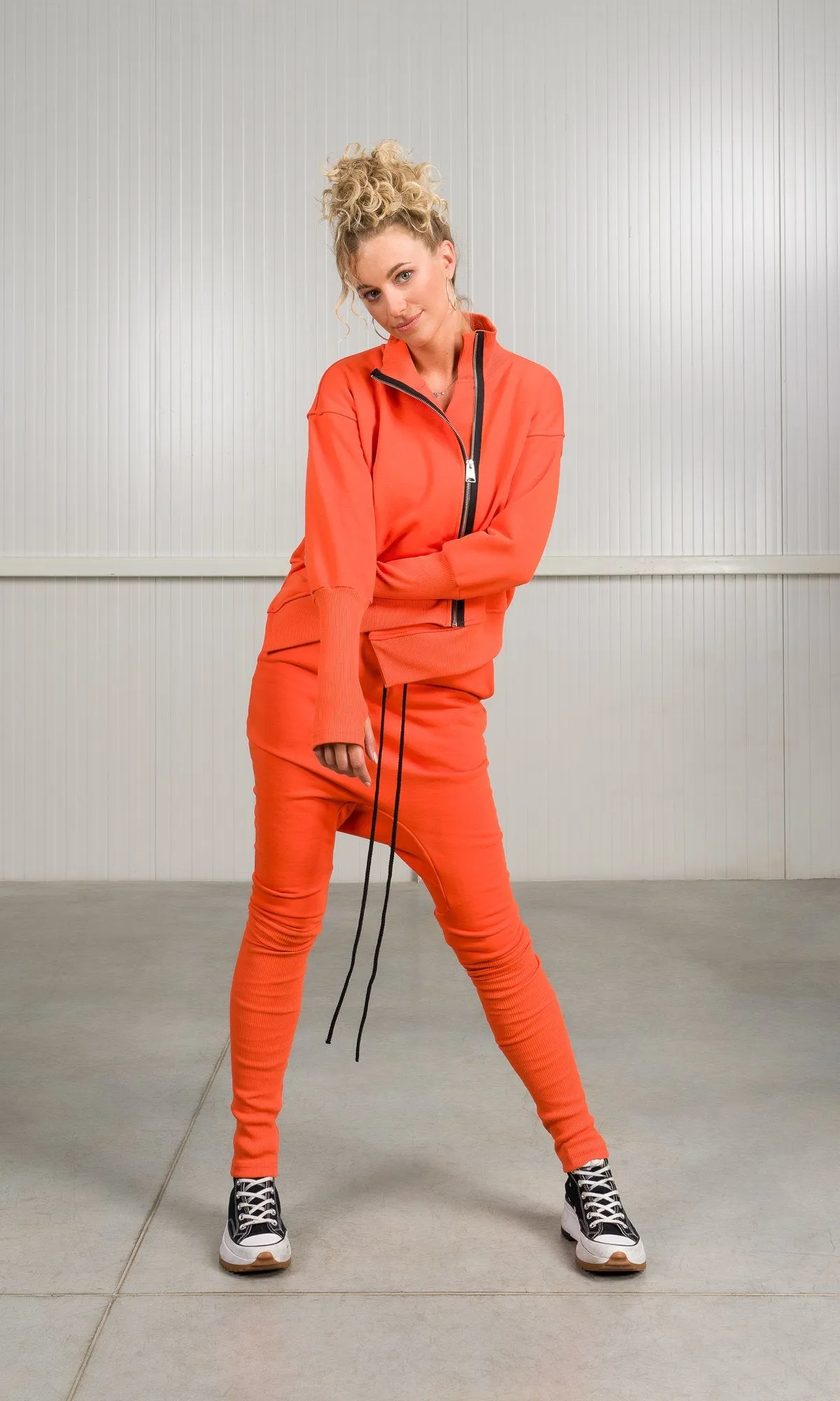 Drop Crotch Pants with Slim Fit Leg