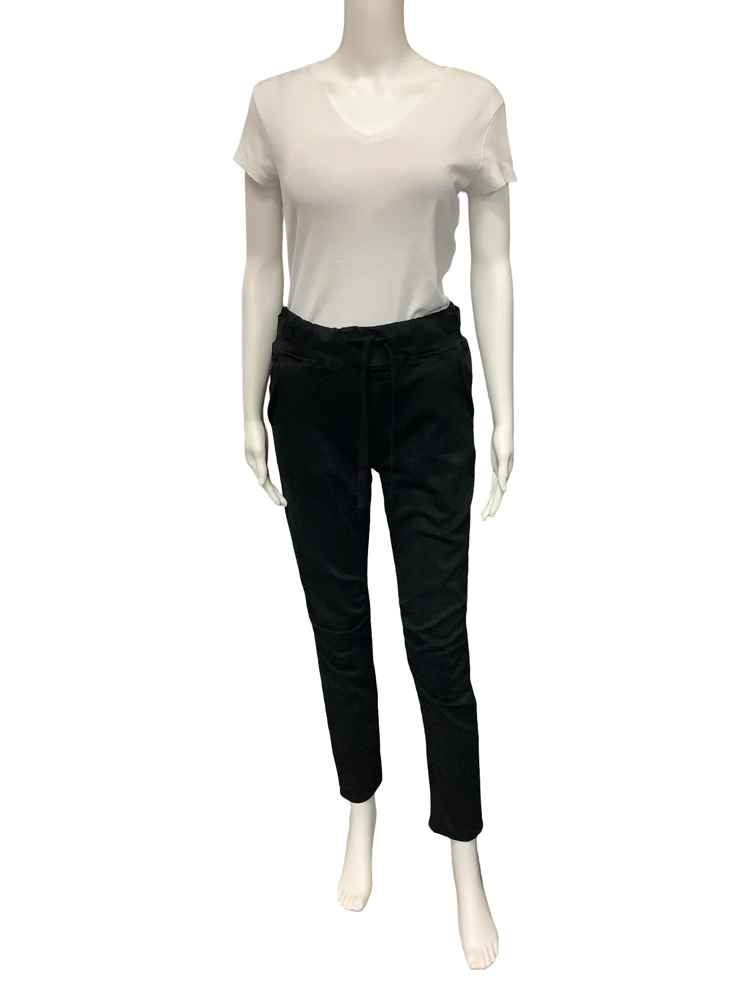 Femme Fatale Draw String Rouch Knees Pant Black Size: S