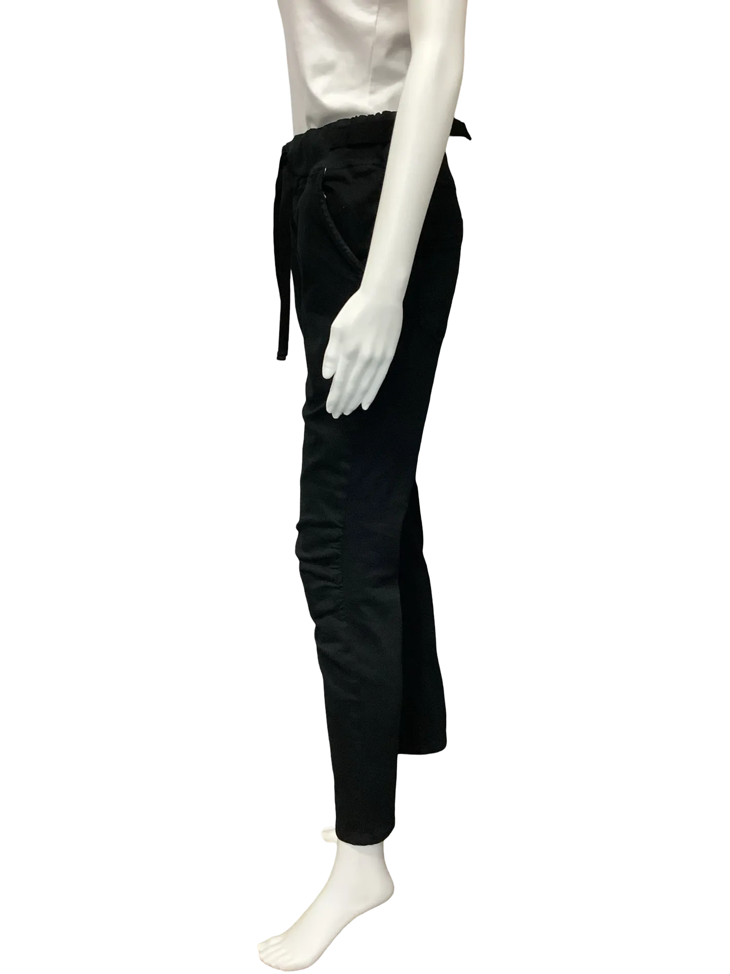 Femme Fatale Draw String Rouch Knees Pant Black Size: S