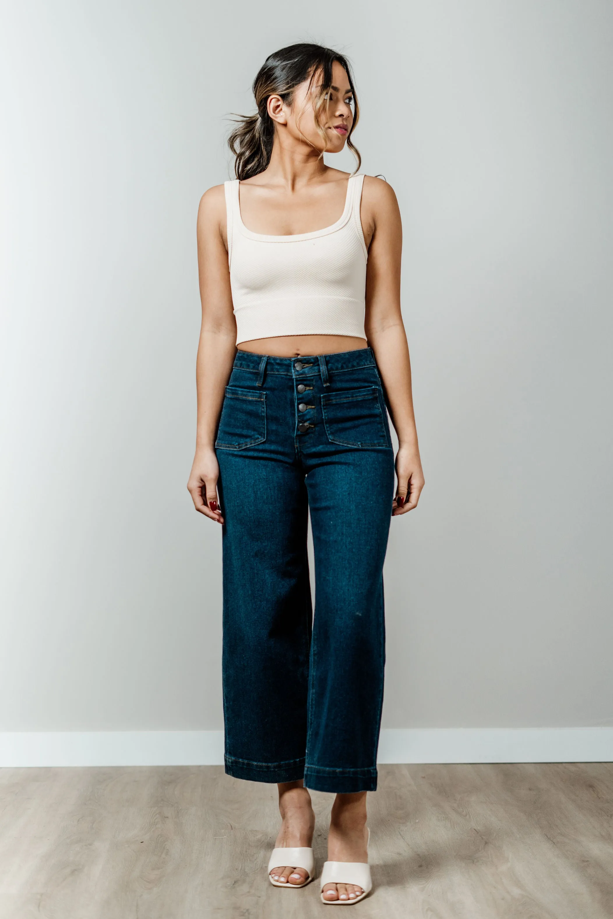 Greta Flare Crop Denim