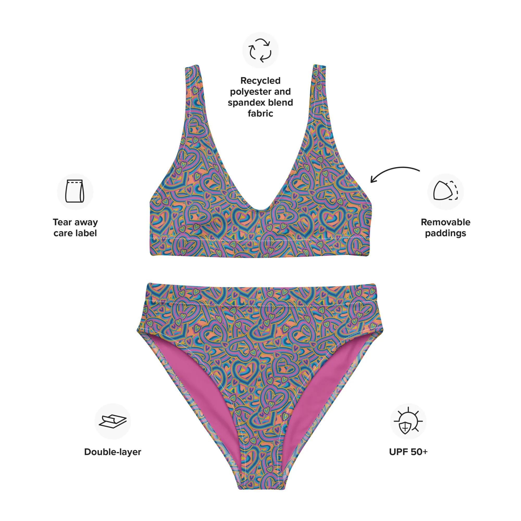 High Waisted Bikini Womens (Glamourange Luxury Bikini High Waisted - 0054 Patterns Model)