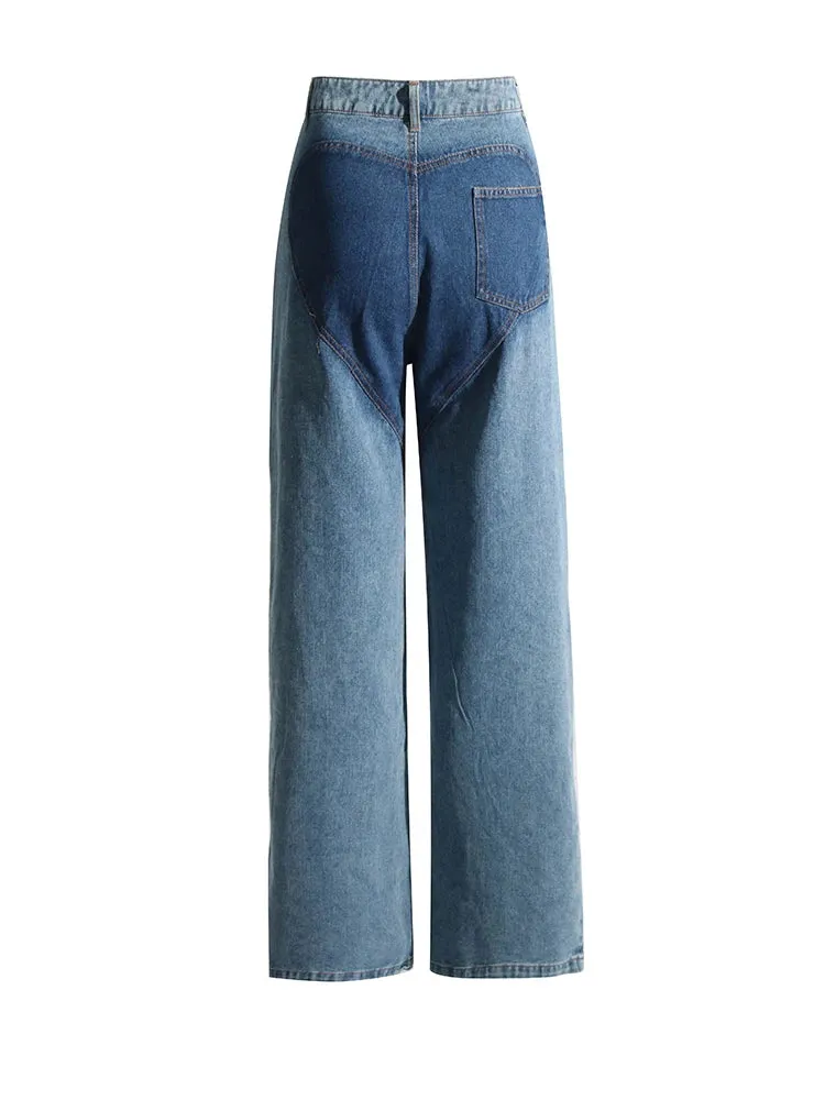 Lumia Colorblock Wave Cut Out Denim Trouser