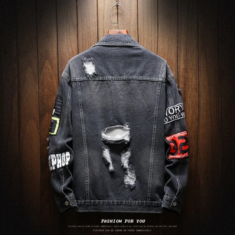 Mens Jackets And Coats Black Holes Denim Coats