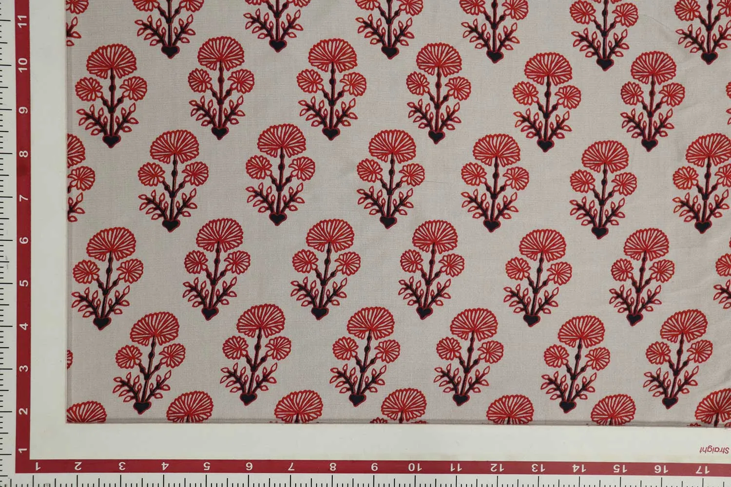 Red & White Floral Viscose Blend Fabric