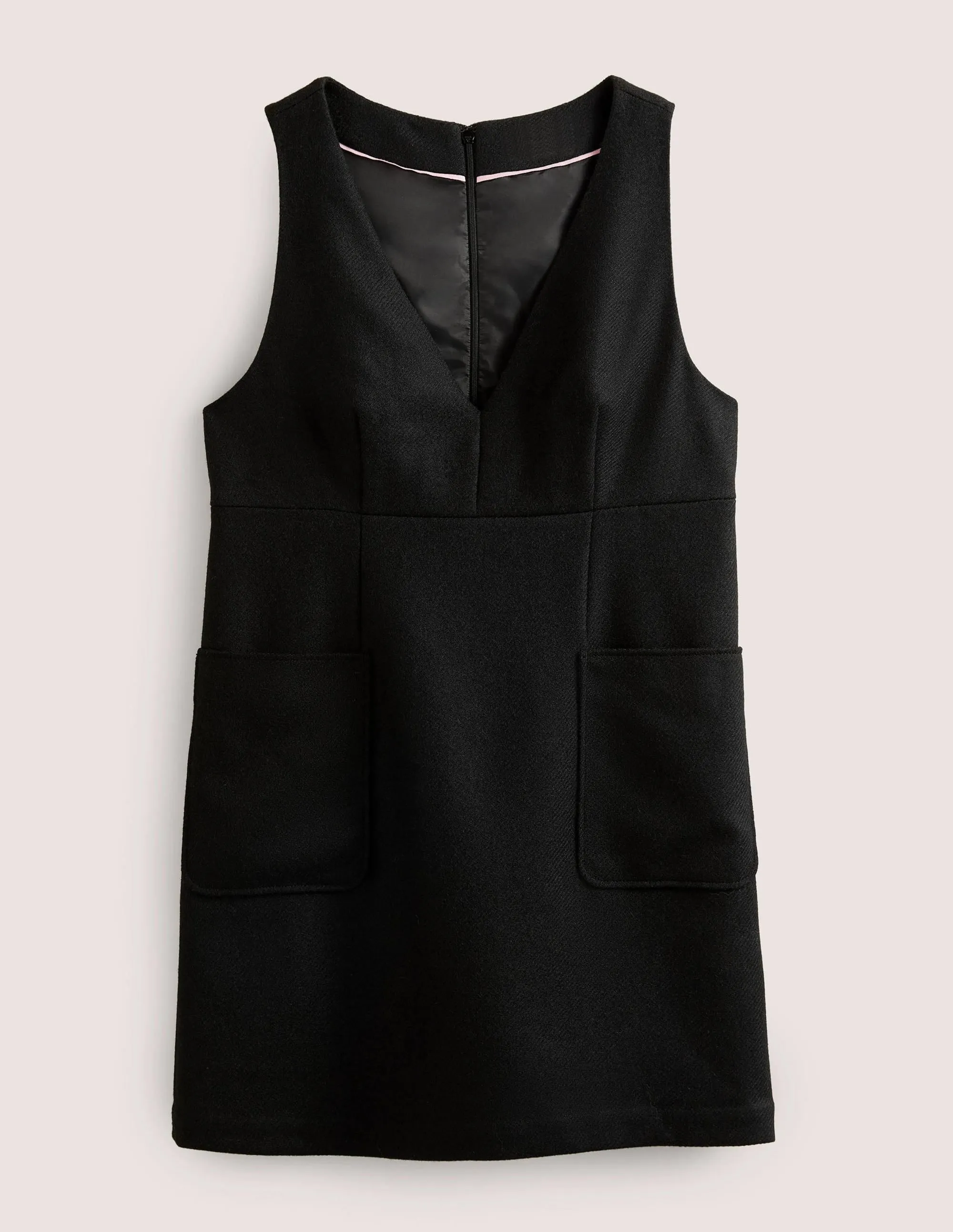 V-Neck Mini Shift Dress-Black