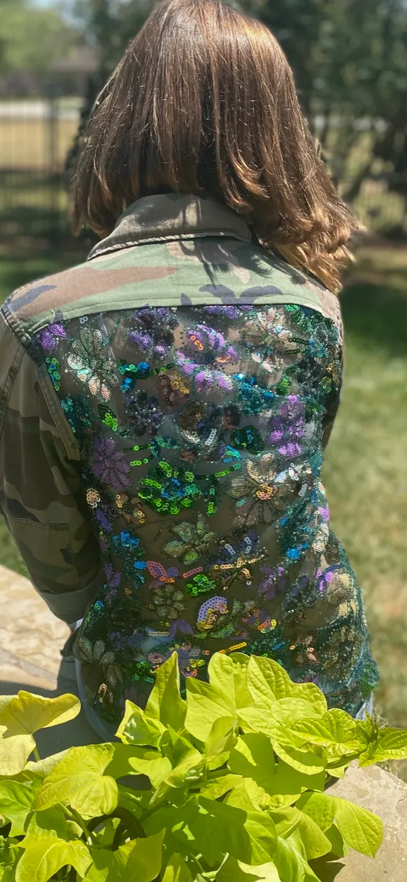 Vintage Camo Jacket - Blue Purple Floral