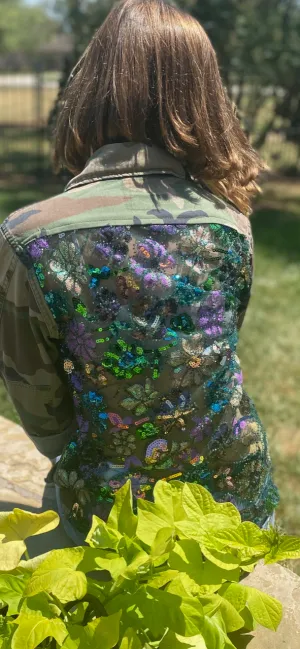 Vintage Camo Jacket - Blue Purple Floral
