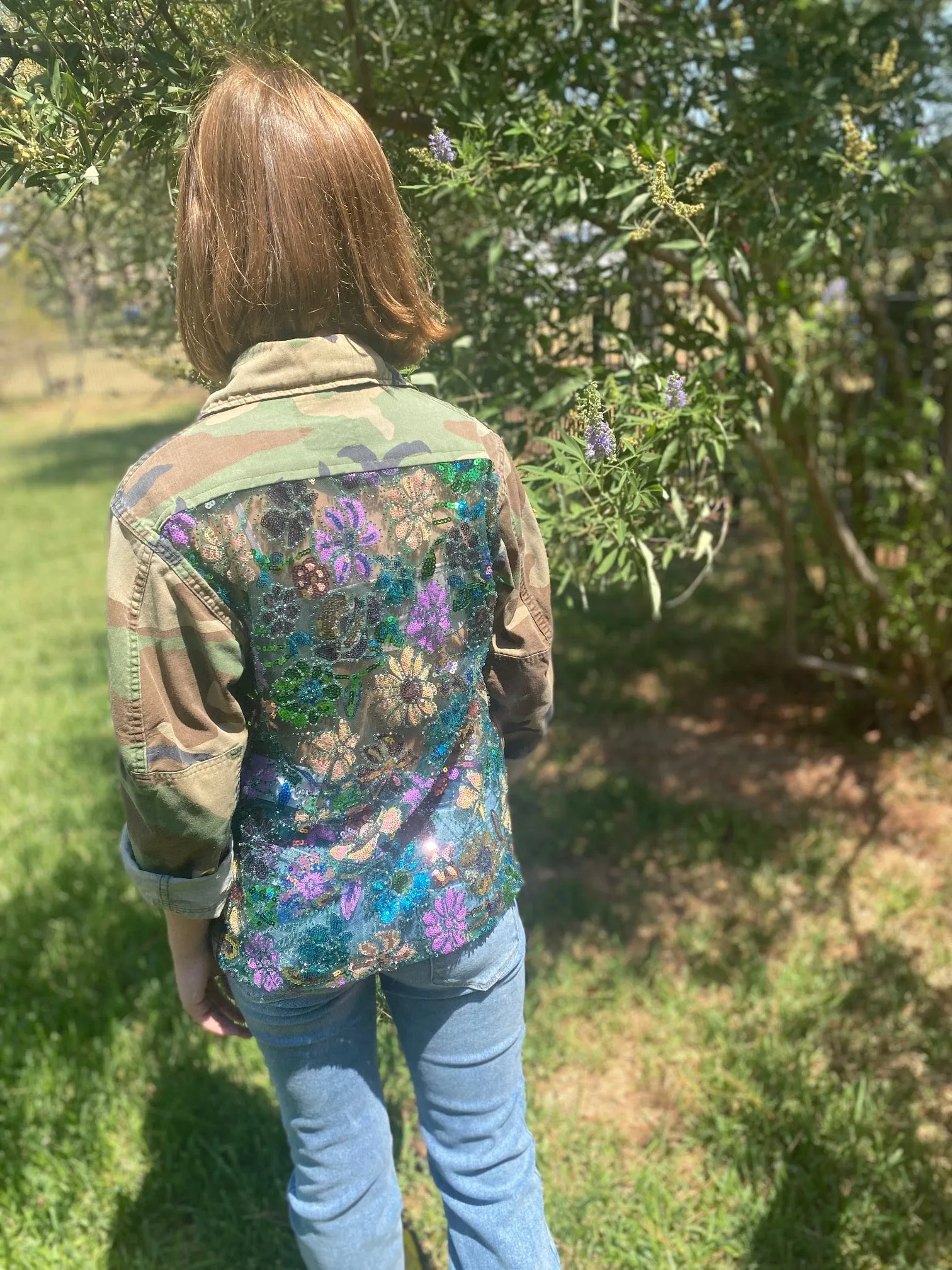 Vintage Camo Jacket - Blue Purple Floral