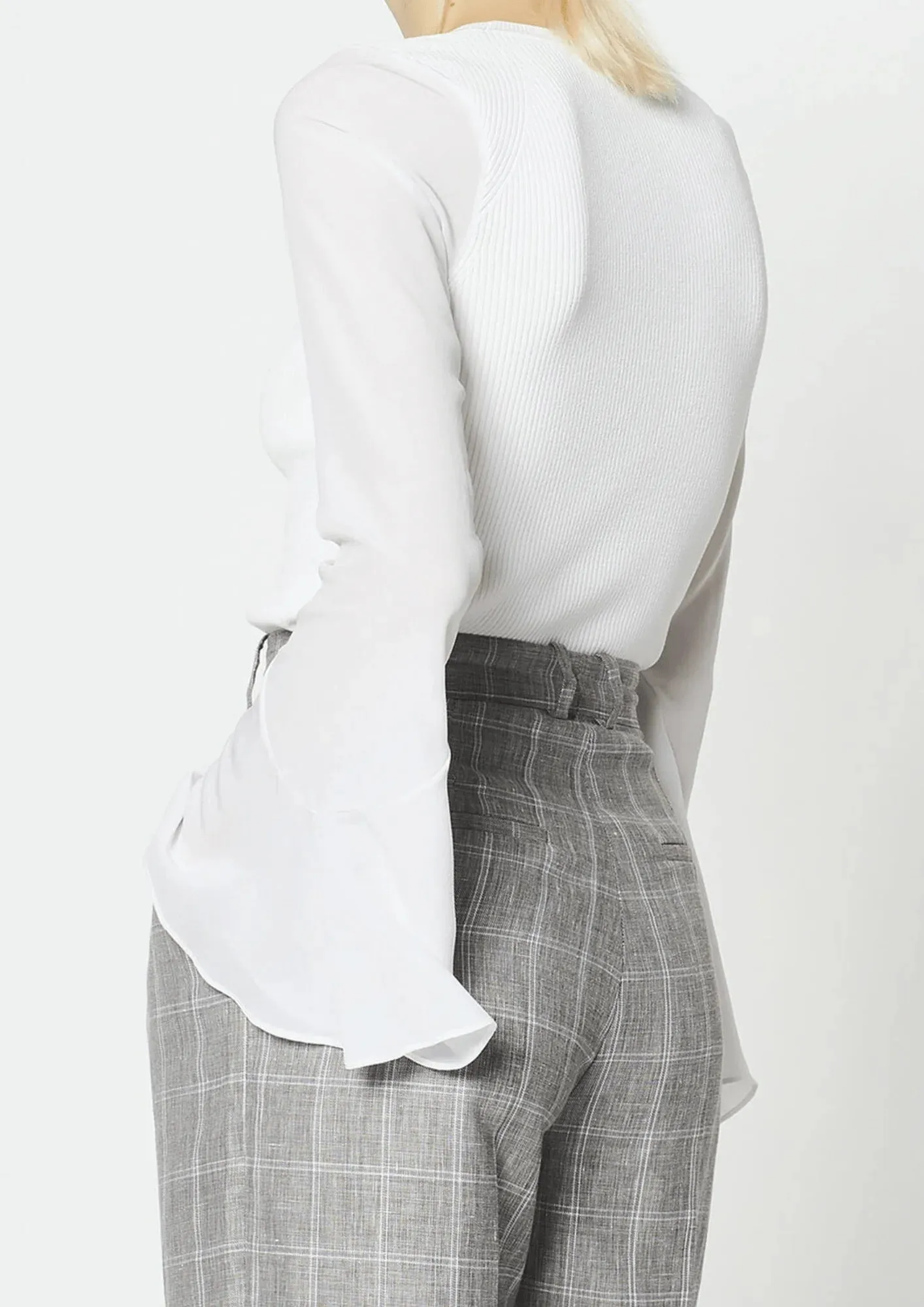 WHITE DUAL-MATERIAL KNITWEAR